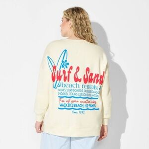 Women’s Oversized Sweatshirt Pullover Wild Fable Surf & Sand Waikiki Hawaii M